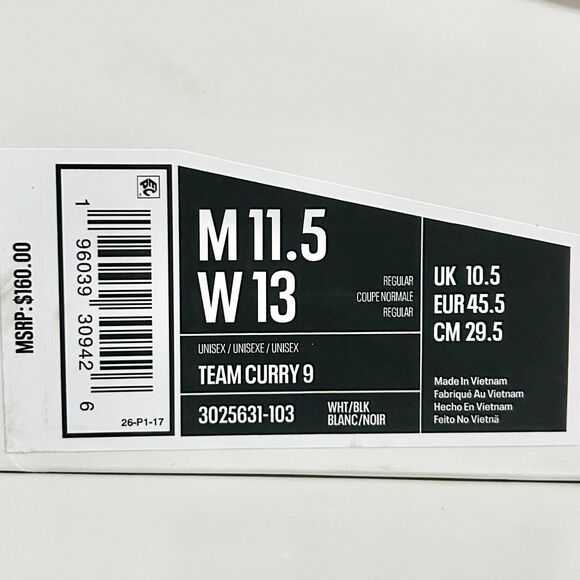 Under Armour Curry Flow 9 “White Black” Men’s Size 11.5 Basketball Shoes - Picture 8 of 8